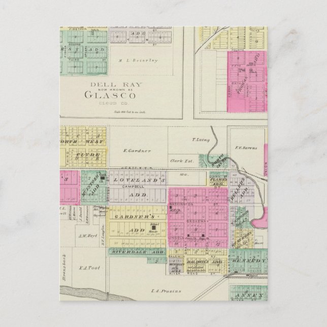 Clyde, Glasco, Jamestown, Kansas Vykort (Framsida)