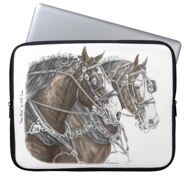 Clydesdale Draft Horse Team Laptop Fodral (Framsidan)