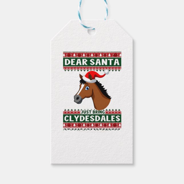 Clydesdale Horse Christmas Ugly Xmas Sweater Eques Presentetikett (Framsidan)