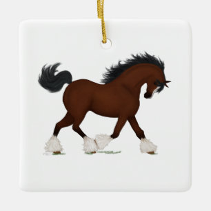 Clydesdale Horse Personlig Equestrias jul Julgransprydnad Keramik