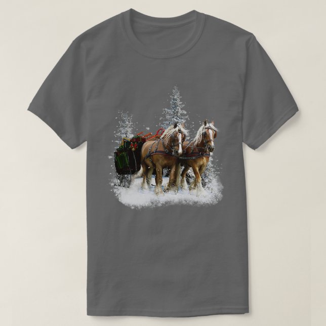 Clydesdale Horses i snö jul  T Shirt (Design framsida)