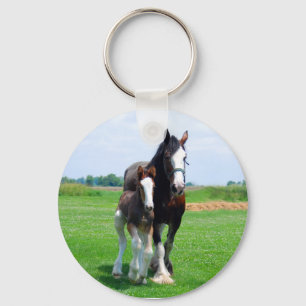Clydesdale och ungstokeychain nyckelring