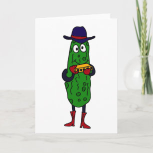 CM- Funny Pickle Spela Harmonica Tecknad Kort
