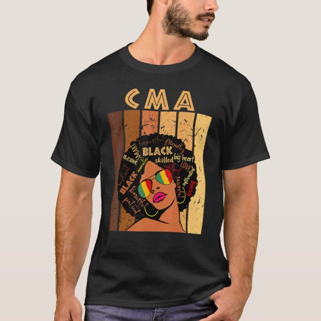Cma Auktoriserad Medical Assistant Afro Black Hist T Shirt (Framsida)