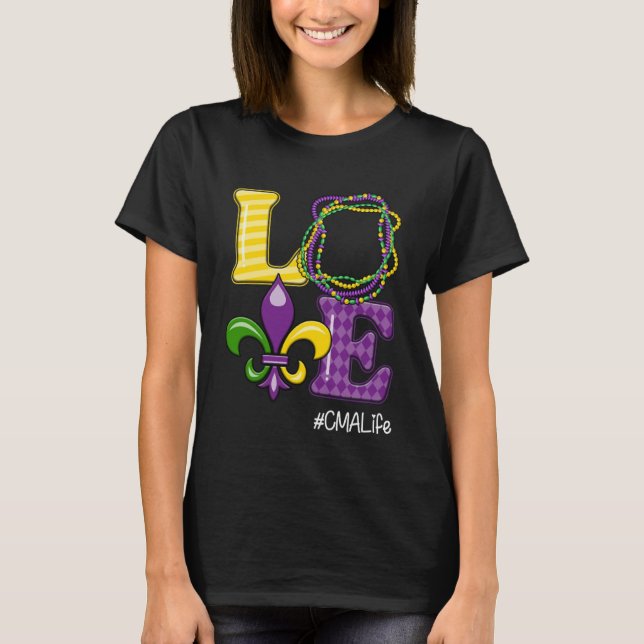 CMA Nurse Mardi Gras Leopard Festival Party T Shirt (Framsida)