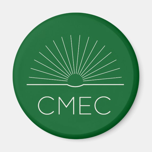 CMEC Fridge Magnet - grönt med vit logotyp (Framsidan)