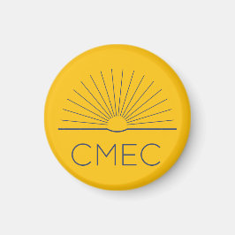 CMEC Fridge Magnet - gult med marin logotyp