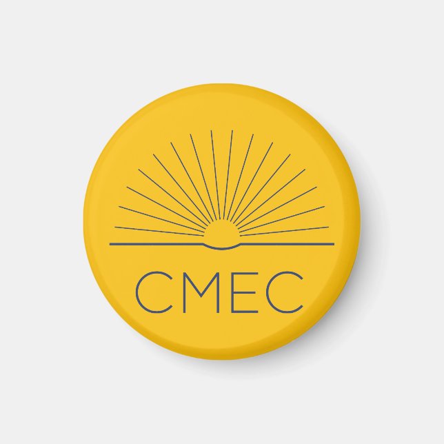 CMEC Fridge Magnet - gult med marin logotyp (Framsidan)