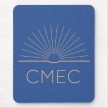 CMEC Mousepad - fyrkantig, blå med persikor logoty
