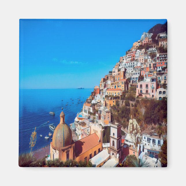 CMP008 POSITANO, AMALFI KUSTEN, Italien, Fridge Magnet (Framsidan)