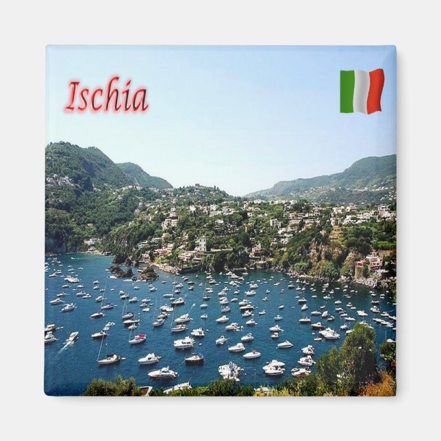 CMP062 ISCHIA, Port, Campania, Italien, Fridge Magnet (Framsidan)