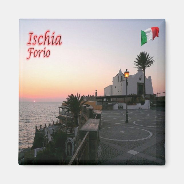 CMP081 ISCHIA, Forio at Sunset, Italien, Fridge Magnet (Framsidan)