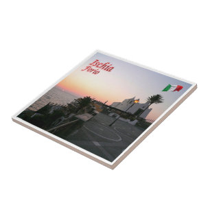 CMP081 ISCHIA, Forio at Sunset, Italien Kakelplatta