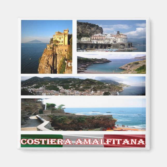 CMP093 AMALFI KUSTEN, Mosaic, Italien, Fridge Magnet (Framsidan)