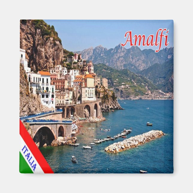 CMP139 AMALFI, Panorama, Italien, Fridge Magnet (Framsidan)
