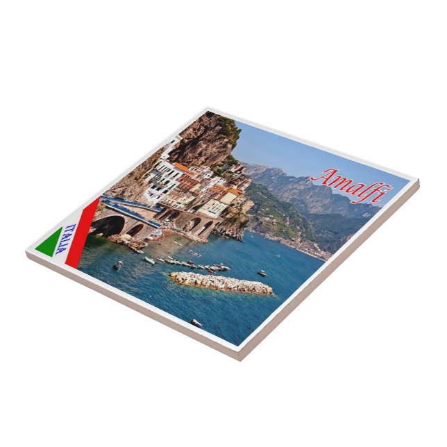 CMP139 AMALFI, Panorama, Italien, Kakelplatta (Sidan)