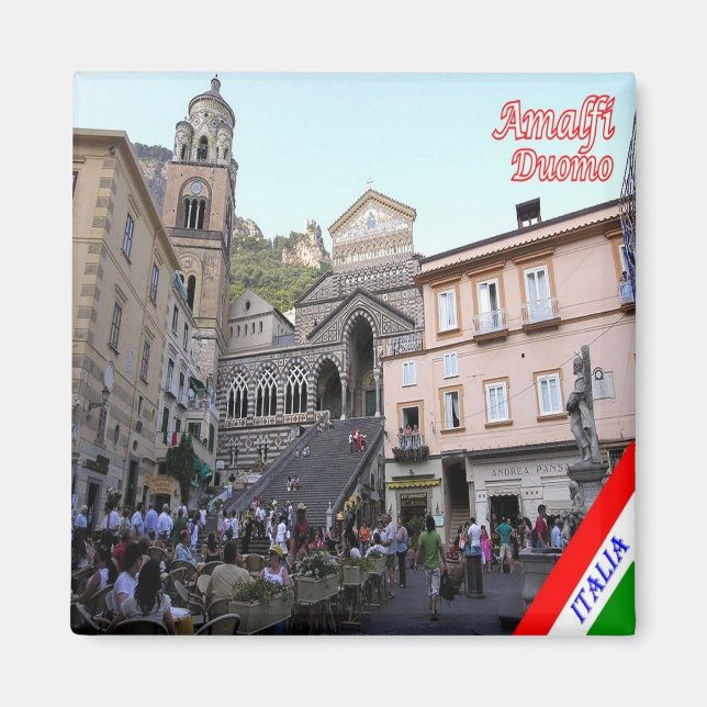 CMP141 AMALFI, Duomo Square, Italien, Fridge Magnet (Framsidan)