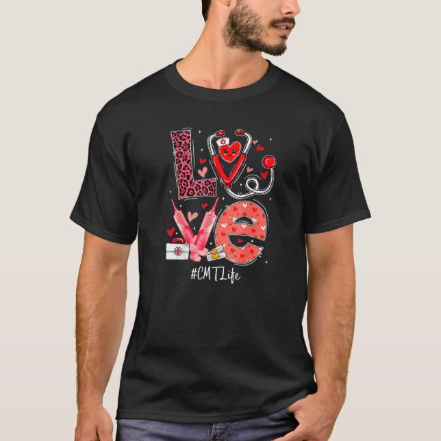 Cmt Nurse Life Kärlek Heart Stethoscope Rn Nurse M T Shirt (Framsida)