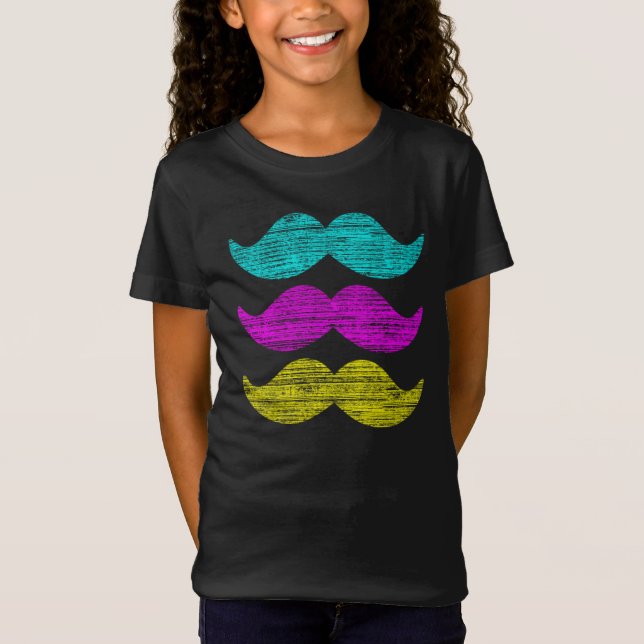 CMY Färg Mustasch Tryck Mönster T-shirt (Framsida)