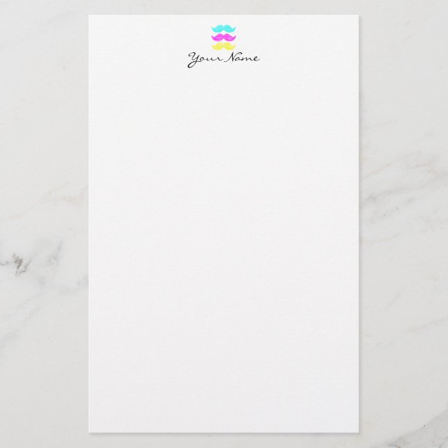 CMY Mustacher (letterpress stil) Brevpapper (Framsida)