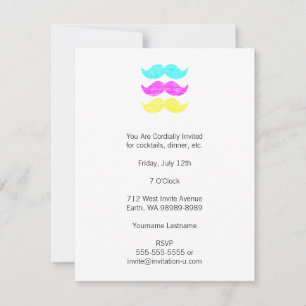CMY Mustacher (letterpress stil) Inbjudningar