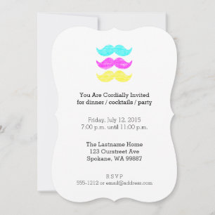 CMY Mustacher (letterpress stil) Inbjudningar