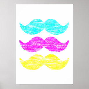 CMY Mustacher (letterpress stil) Poster