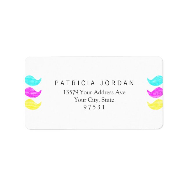 CMY Mustascher (boktryckarstil) Adressetikett (Framsidan)