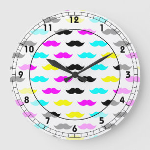 CMYK hipster mustache mönster Stor Klocka