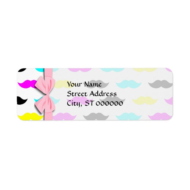 CMYK hipster mustasch mönster Returadress Etikett (Framsidan)