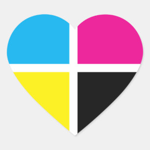 cmyk kärlek hjärtformat klistermärke