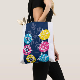 CMYK Snowflakes on Blue Tygkasse