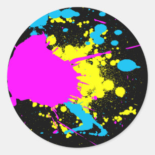 CMYK Stänk Runt Klistermärke