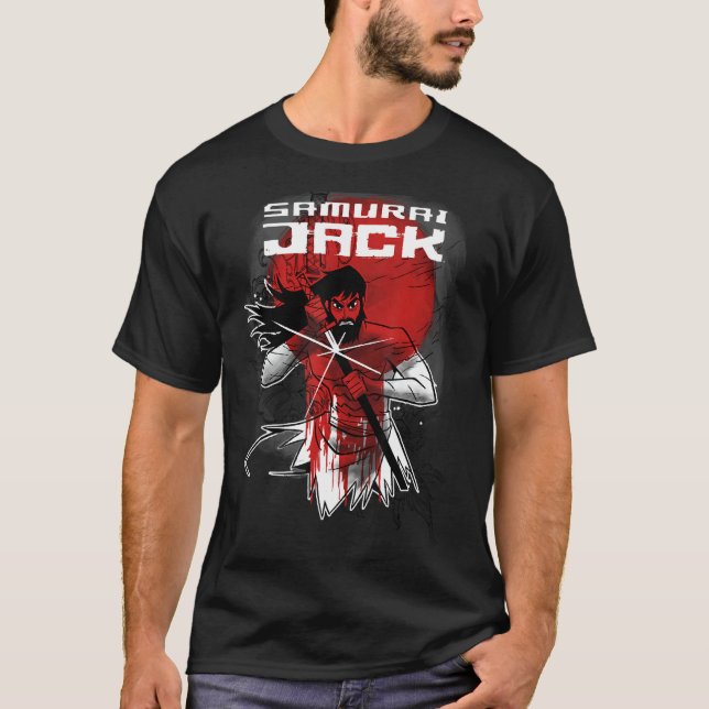 CN Samurai Jack Red Sol Sword Porträtt T Shirt (Framsida)