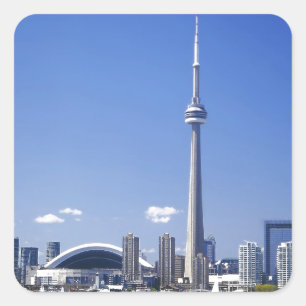 CN Torn och byggnad i Toronto, Ontario, Kanada Fyrkantigt Klistermärke