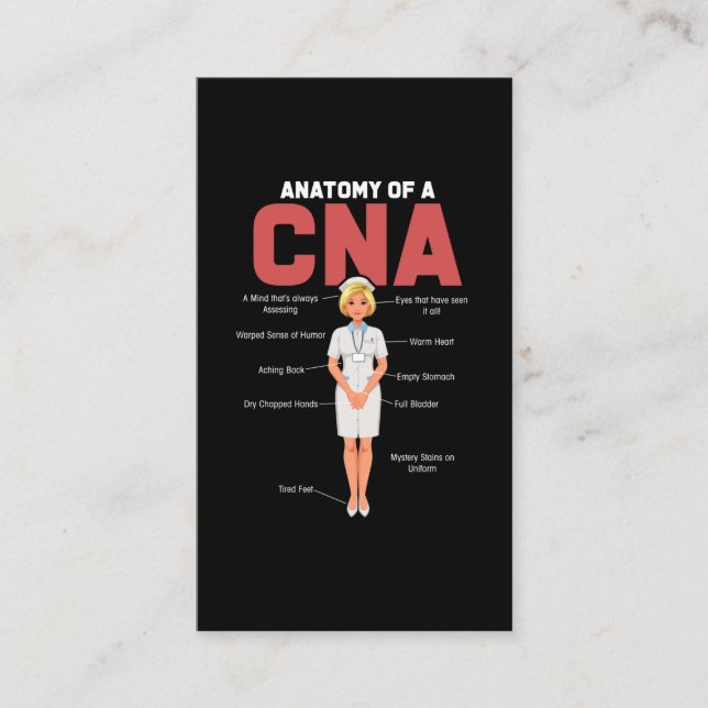 CNA Anatomy Nurse Auktoriserad Nursing Assistant Visitkort (Framsida)