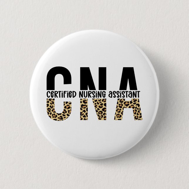 CNA Auktoriserad Nursing Assistant Cheetah Skriv u Knapp (Framsida)