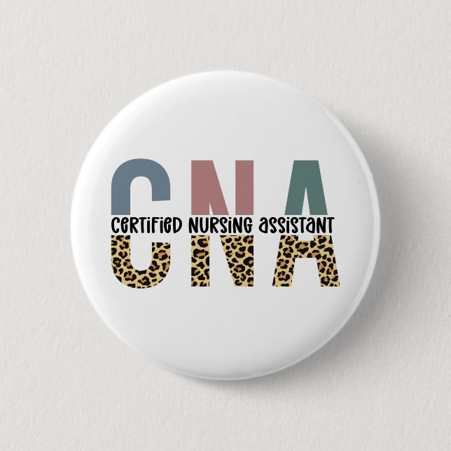 CNA Auktoriserad Nursing Assistant Cheetah Skriv u Knapp (Framsida)