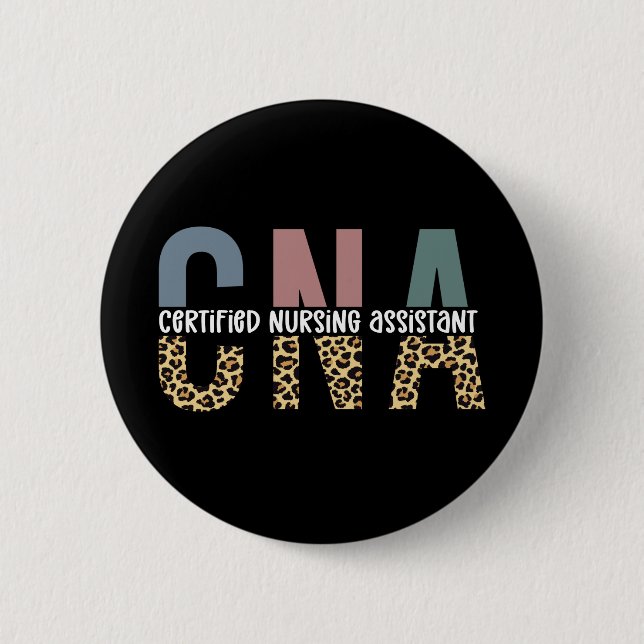 CNA Auktoriserad Nursing Assistant Cheetah Skriv u Knapp (Framsida)