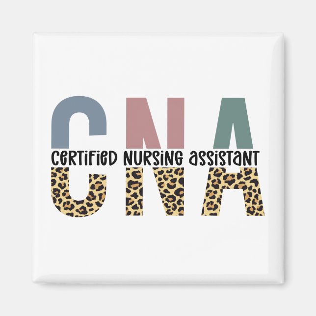 CNA Auktoriserad Nursing Assistant Cheetah Skriv u Magnet (Framsidan)