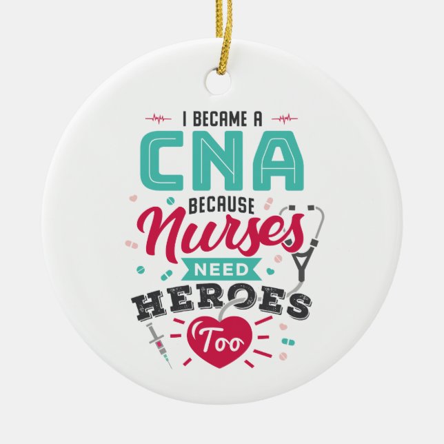 CNA Auktoriserad Nursing Assistant Heroes Julgransprydnad Keramik (Framsidan)
