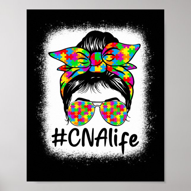 Cna Auktoriserad Nursing Istant Messy Bun Autism A Poster (Framsidan)