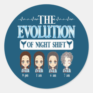 CNA BSN RN SRN RGN Nurse Memeevolution för natten Runt Klistermärke