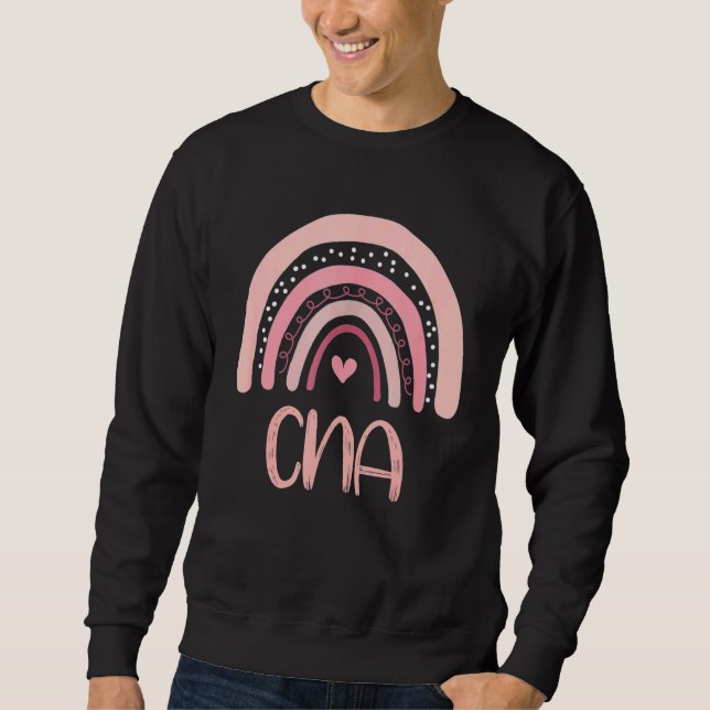 Cna Cute Boho Rosa Rainbow Auktoriserad Nursing As Lång Ärmad Tröja (Framsida)