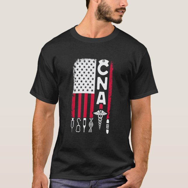 CNA Flag Certifierad Omvårdnadsassistent Sjuksköte T Shirt (Framsida)