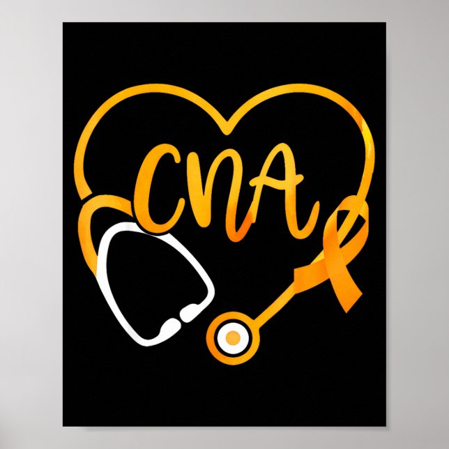 Cna Heart Stethoscope Ribbon Multiple Sclerosis Aw Poster (Framsidan)