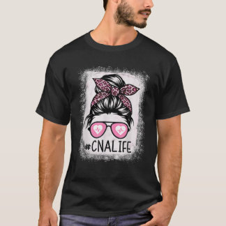 CNA Life Bleached S Pink Leopard Messy Bun CNA Lif T Shirt