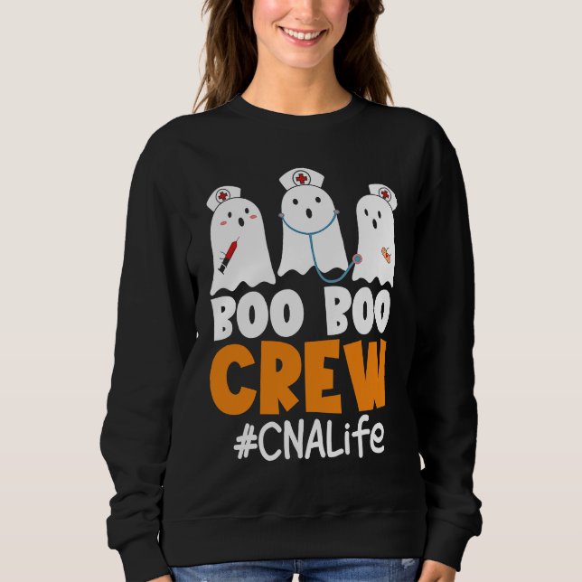 CNA Life Boo Boo Crew Nurse Ghost Halloween Costum T Shirt (Framsida)