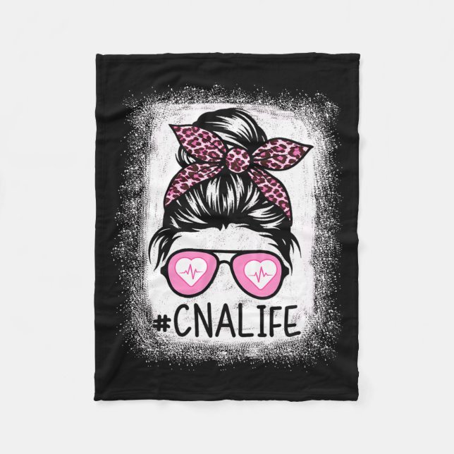 Cna Nurse Life Bleached Shirts Nk Leopard Messy Bu Fleecefilt (Framsidan)