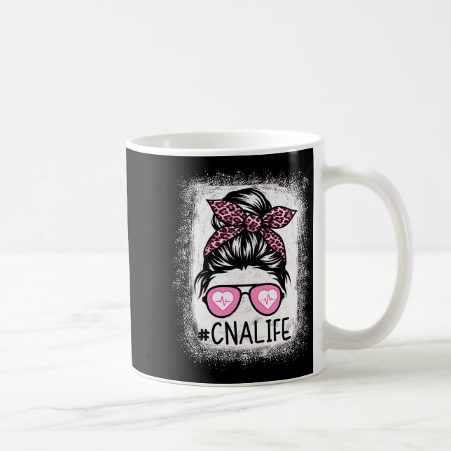 Cna Nurse Life Bleached Shirts Nk Leopard Messy Bu Kaffemugg (Höger)